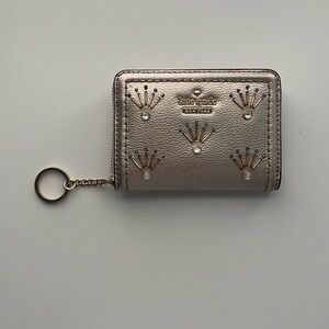 Kate Spade Dani Patterson Drive Embellished Metallic Blush Wallet with KeyRing